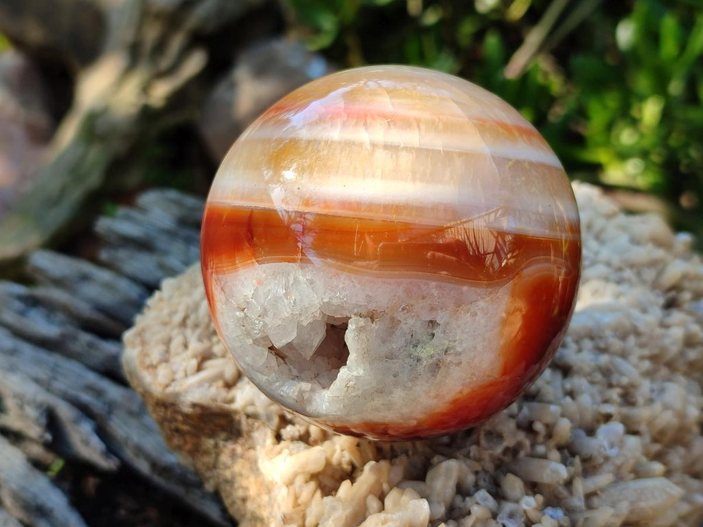 Polished Banded Carnelian Gemstone Sphere x 1 From Madagascar