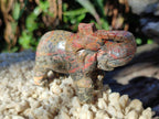 Polished Pair of Snakeskin Jasper and Blue Tigers Eye Elephant Gemstone Carvings x 1 From Africa and Australia