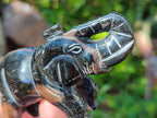 Polished Pair of Snakeskin Jasper and Blue Tigers Eye Elephant Gemstone Carvings x 1 From Africa and Australia