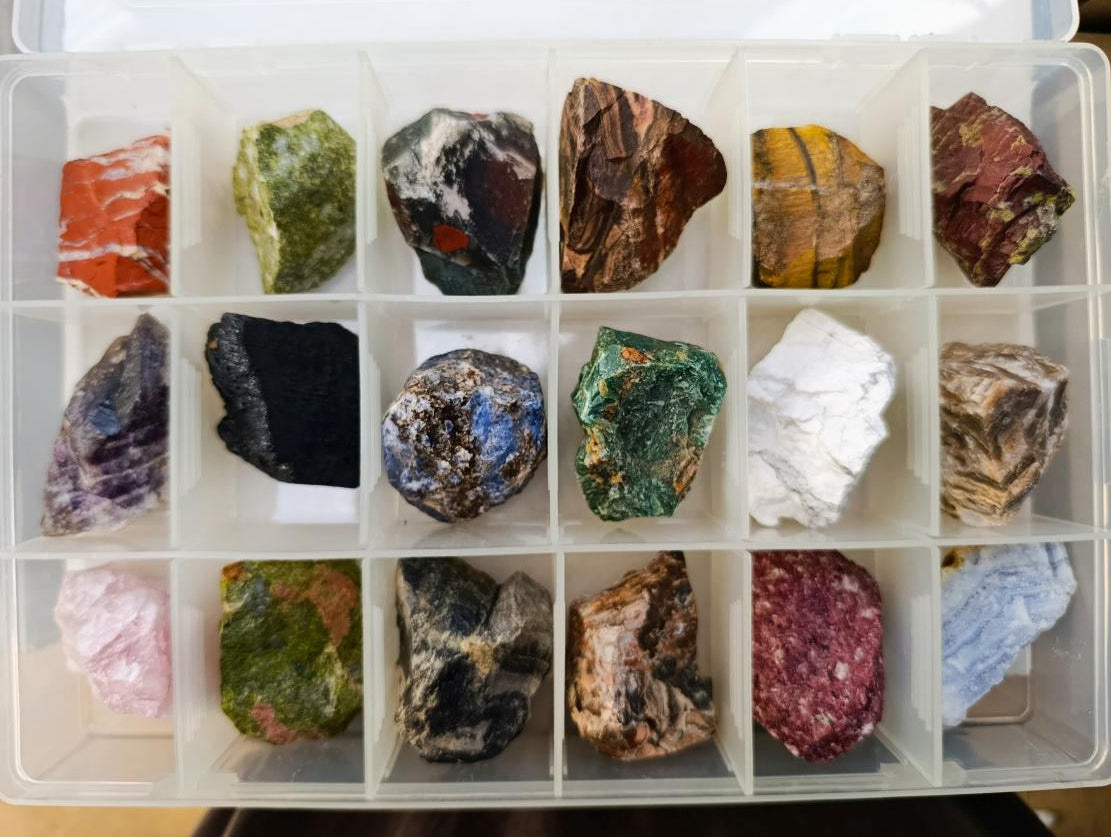 Natural Mixed Tray Sets of 18 Different Minerals - Sold Per Set - From Southern Africa