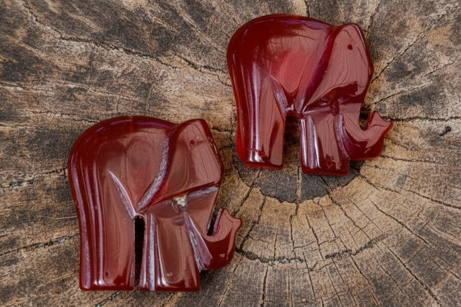 Polished Carnelian Agate Elephant Fridge Magnet - Sold Per Item - From Madagascar