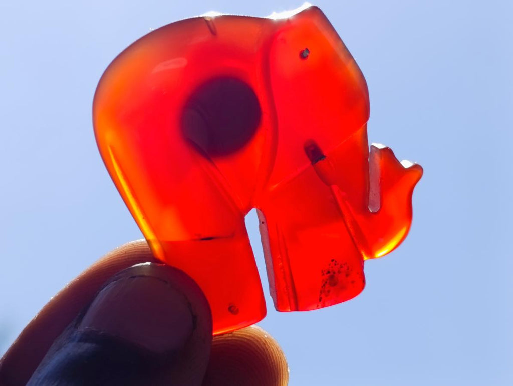 Polished Carnelian Agate Elephant Fridge Magnet - Sold Per Item - From Madagascar