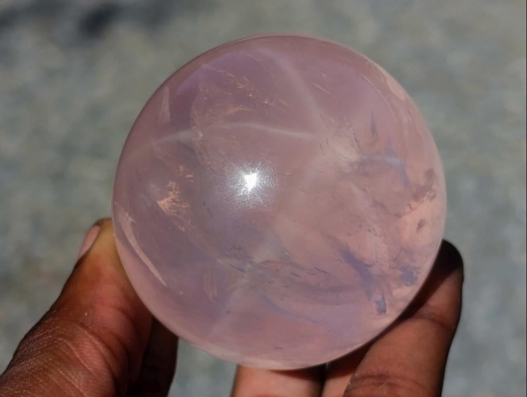 Polished Clear Gemmy Star Rose Quartz Sphere x 1 From Ambatondrazaka Madagascar