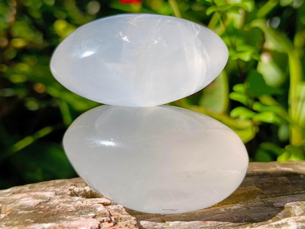Polished Pair of Pearl Girasol Palm Stones x 1 From Ambatondrazaka, Madagascar