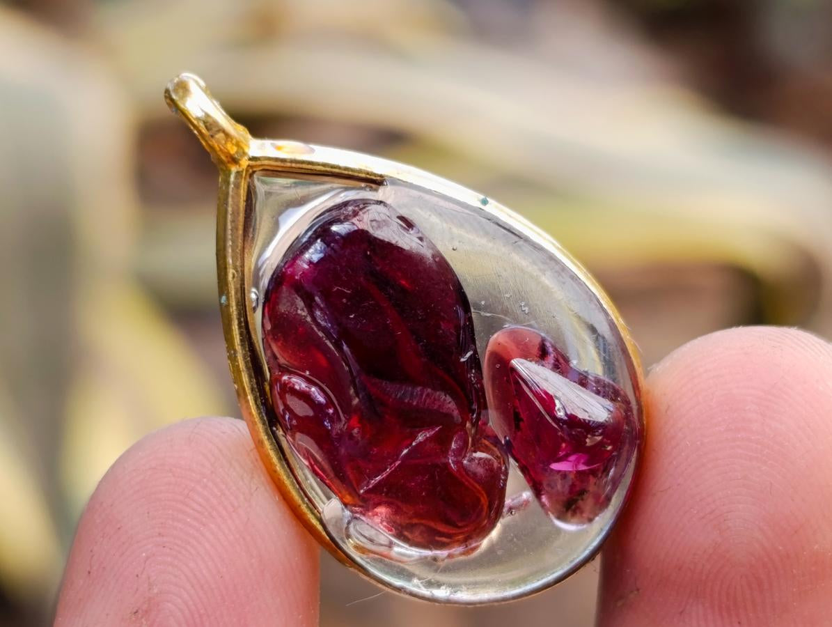 Handmade Garnet Teardrop Pendant x 1 From Mozambique