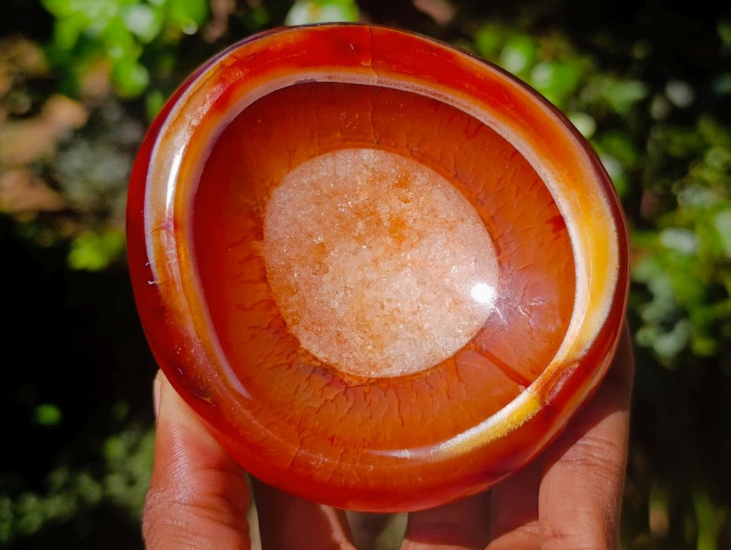 Polished Carnelian Gemstone Ring Patterned Dish x 1 From Madagascar