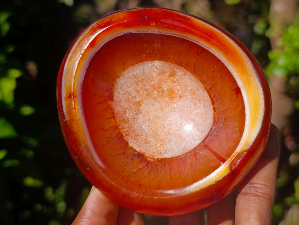 Polished Carnelian Gemstone Ring Patterned Dish x 1 From Madagascar