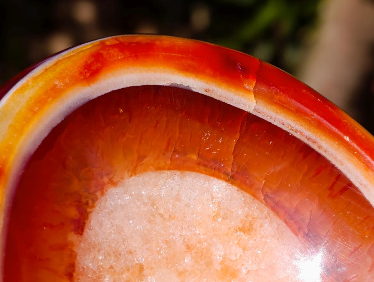 Polished Carnelian Gemstone Ring Patterned Dish x 1 From Madagascar