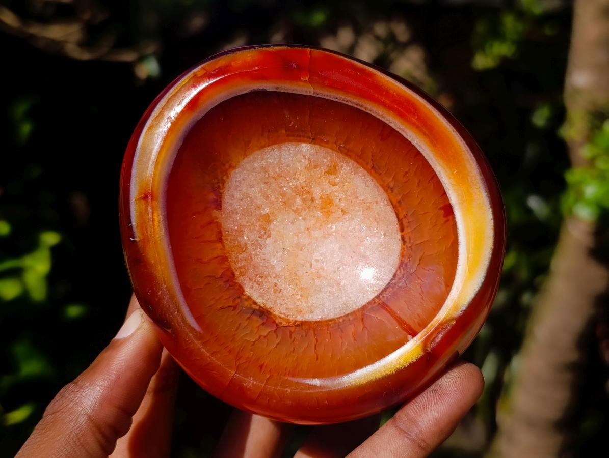 Polished Carnelian Gemstone Ring Patterned Dish x 1 From Madagascar
