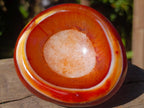 Polished Carnelian Gemstone Ring Patterned Dish x 1 From Madagascar