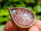 Hand Made Specular Hematite Clear Crystal Cabochon Pendant x 1 From Madagascar