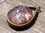 Hand Made Specular Hematite Clear Crystal Cabochon Pendant x 1 From Madagascar