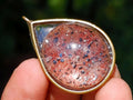 Hand Made Specular Hematite Clear Crystal Cabochon Pendant x 1 From Madagascar