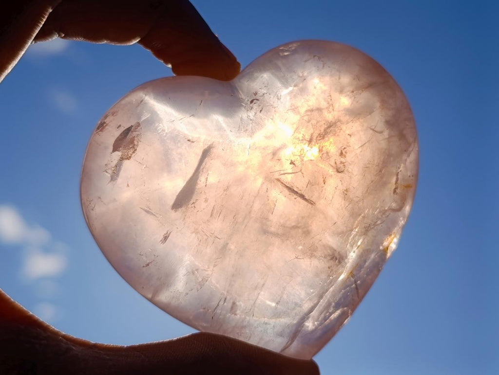Polished Gemmy Star Rose Quartz Heart x 1 From Ambatondrazaka, Madagascar