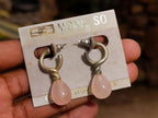 Hand Made Antique Teardrop Rose Quartz Earrings - Sold Per Pair - From Namibia