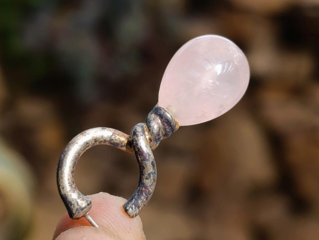 Hand Made Antique Teardrop Rose Quartz Earrings - Sold Per Pair - From Namibia