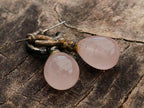 Hand Made Antique Teardrop Rose Quartz Earrings - Sold Per Pair - From Namibia