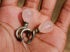 Hand Made Antique Teardrop Rose Quartz Earrings - Sold Per Pair - From Namibia