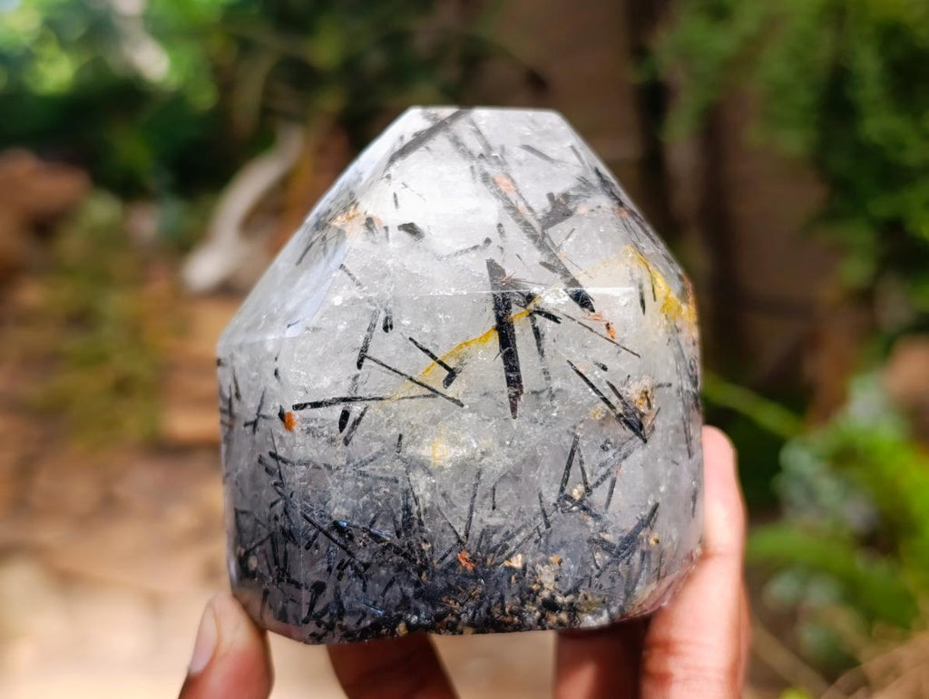 Polished Tourmalinated Inclusion Quartz Crystal x 1 From Madagascar