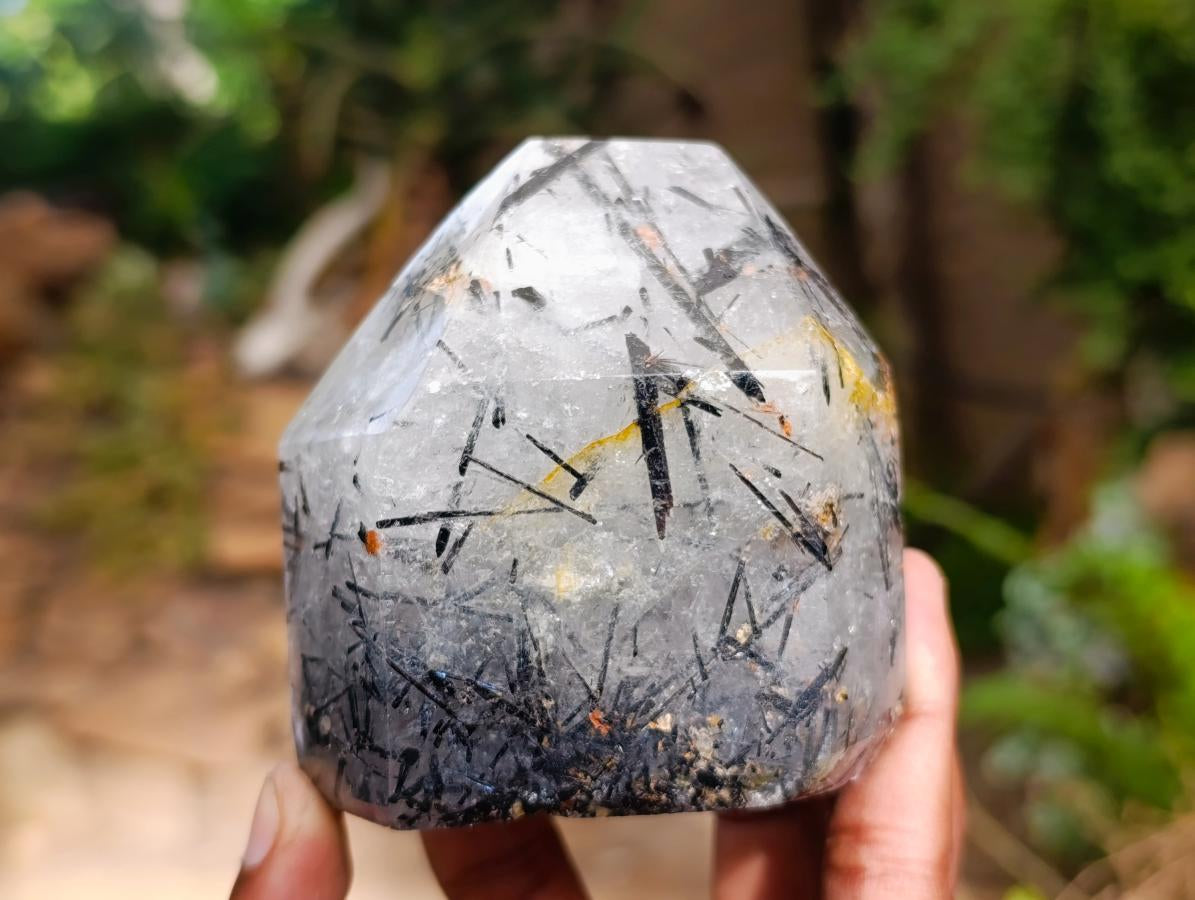 Polished Tourmalinated Inclusion Quartz Crystal x 1 From Madagascar