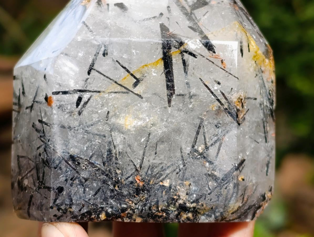 Polished Tourmalinated Inclusion Quartz Crystal x 1 From Madagascar