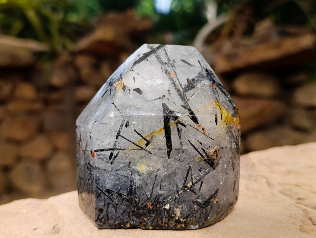 Polished Tourmalinated Inclusion Quartz Crystal x 1 From Madagascar