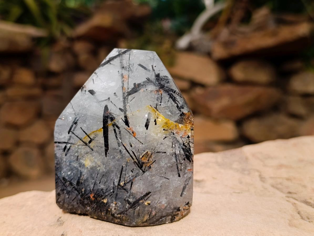 Polished Tourmalinated Inclusion Quartz Crystal x 1 From Madagascar