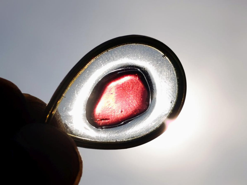 Handmade Gemmy Red Garnet Pendant in Display Frame x 1 From Mozambique