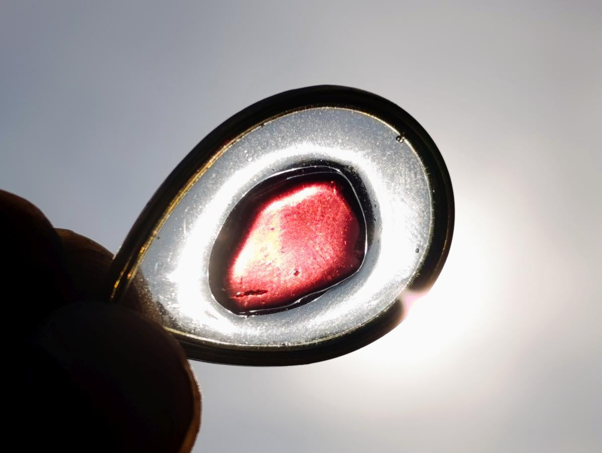 Handmade Gemmy Red Garnet Pendant in Display Frame x 1 From Mozambique