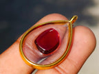 Handmade Gemmy Red Garnet Pendant in Display Frame x 1 From Mozambique