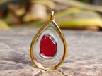 Handmade Gemmy Red Garnet Pendant in Display Frame x 1 From Mozambique