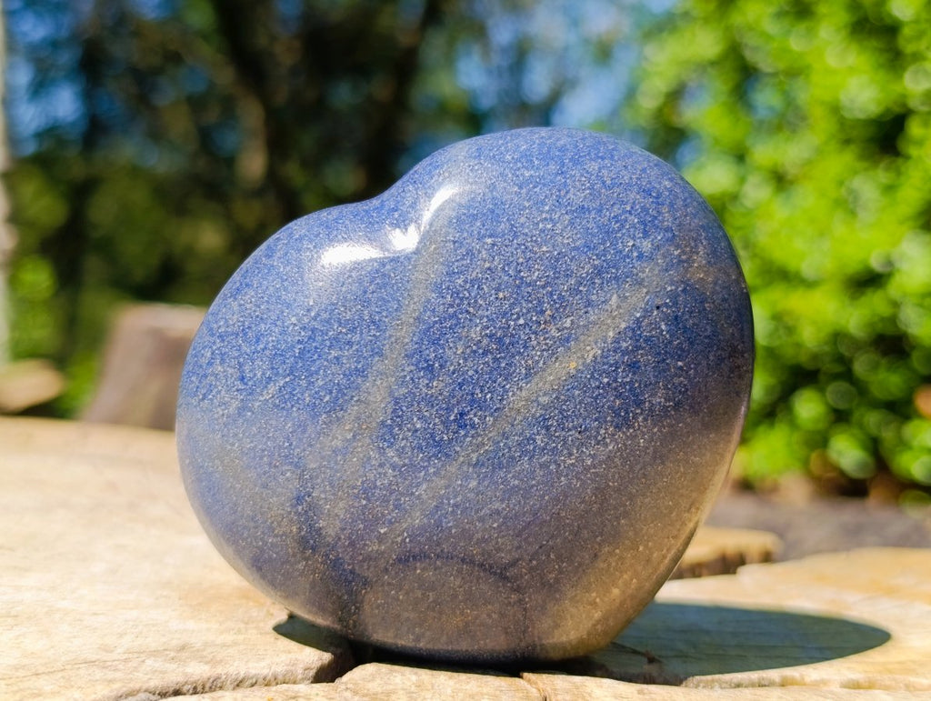 Polished Medium Size Lazulite Gemstone Heart x 1 From Madagascar