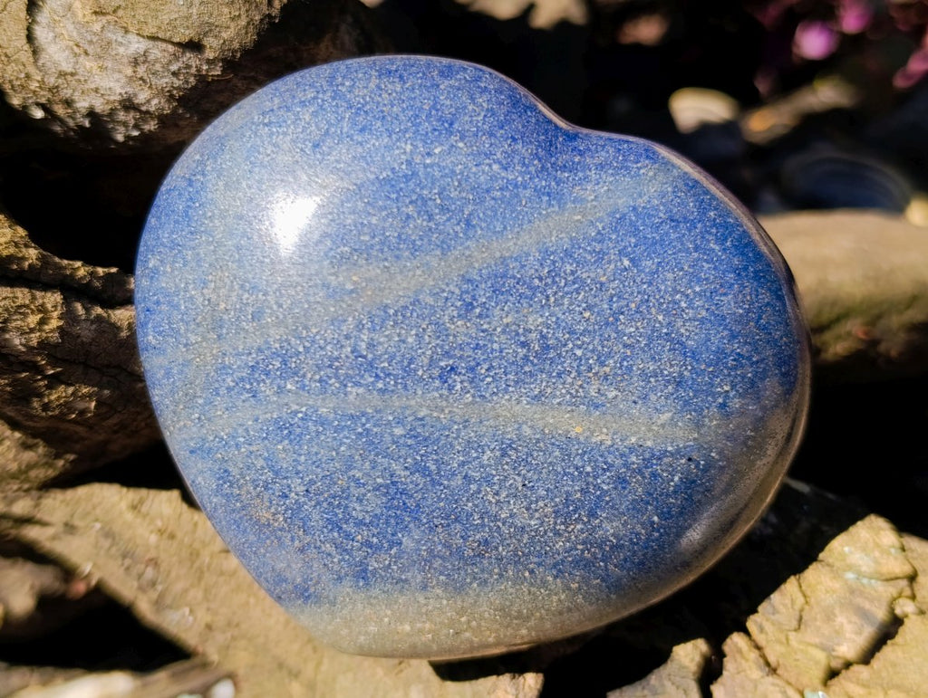 Polished Medium Size Lazulite Gemstone Heart x 1 From Madagascar