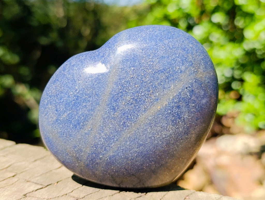 Polished Medium Size Lazulite Gemstone Heart x 1 From Madagascar