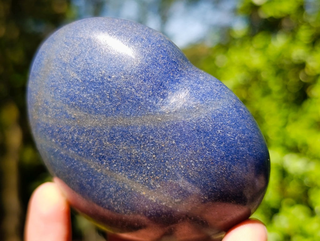 Polished Medium Size Lazulite Gemstone Heart x 1 From Madagascar