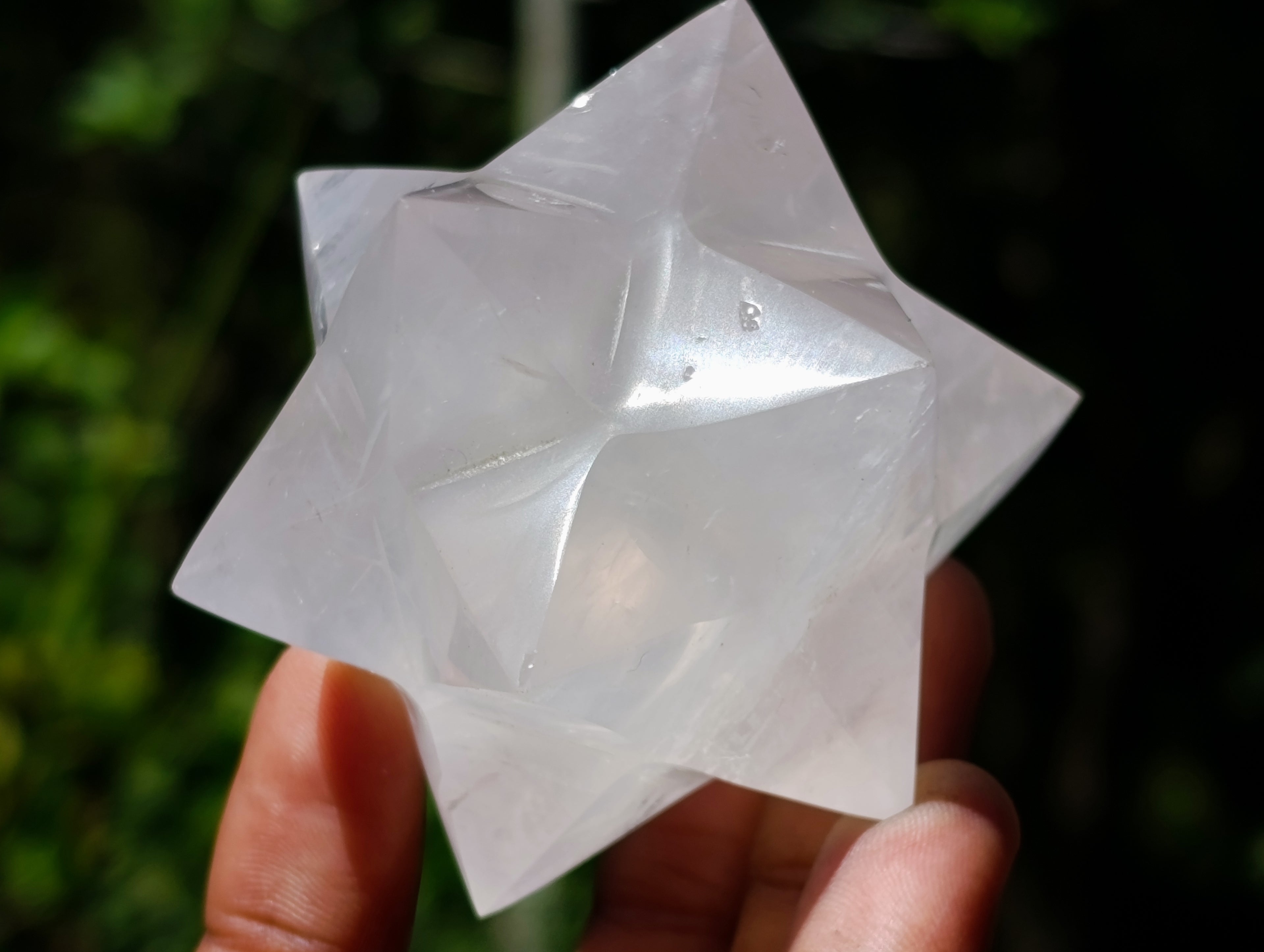 Handmade Pearl Girasol Quartz Merkabah x 1 From Ambatondrazaka Madagascar