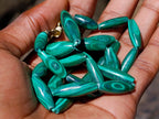 Hand Made Banded Barrel Bead Malachite Necklace x 1 From Congo