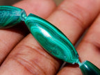 Hand Made Banded Barrel Bead Malachite Necklace x 1 From Congo