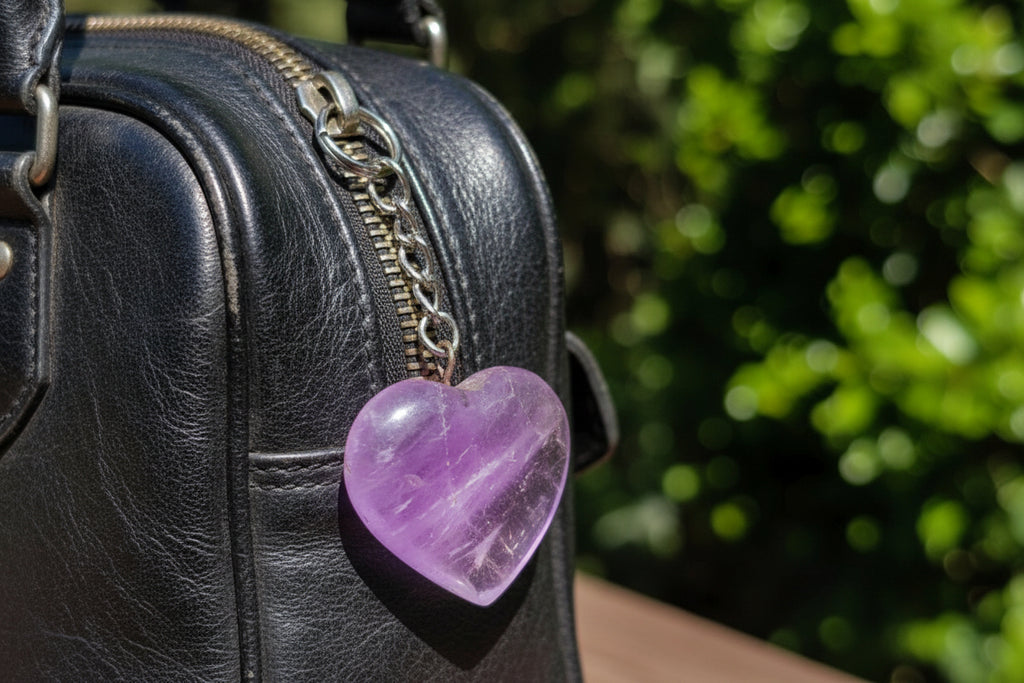 Hand Made Gemmy Amethyst Heart Keyring - Sold Per Piece - From Madagascar