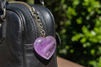 Hand Made Gemmy Amethyst Heart Keyring - Sold Per Piece - From Madagascar