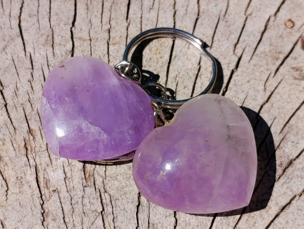 Hand Made Gemmy Amethyst Heart Keyring - Sold Per Piece - From Madagascar