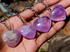 Hand Made Gemmy Amethyst Heart Keyring - Sold Per Piece - From Madagascar
