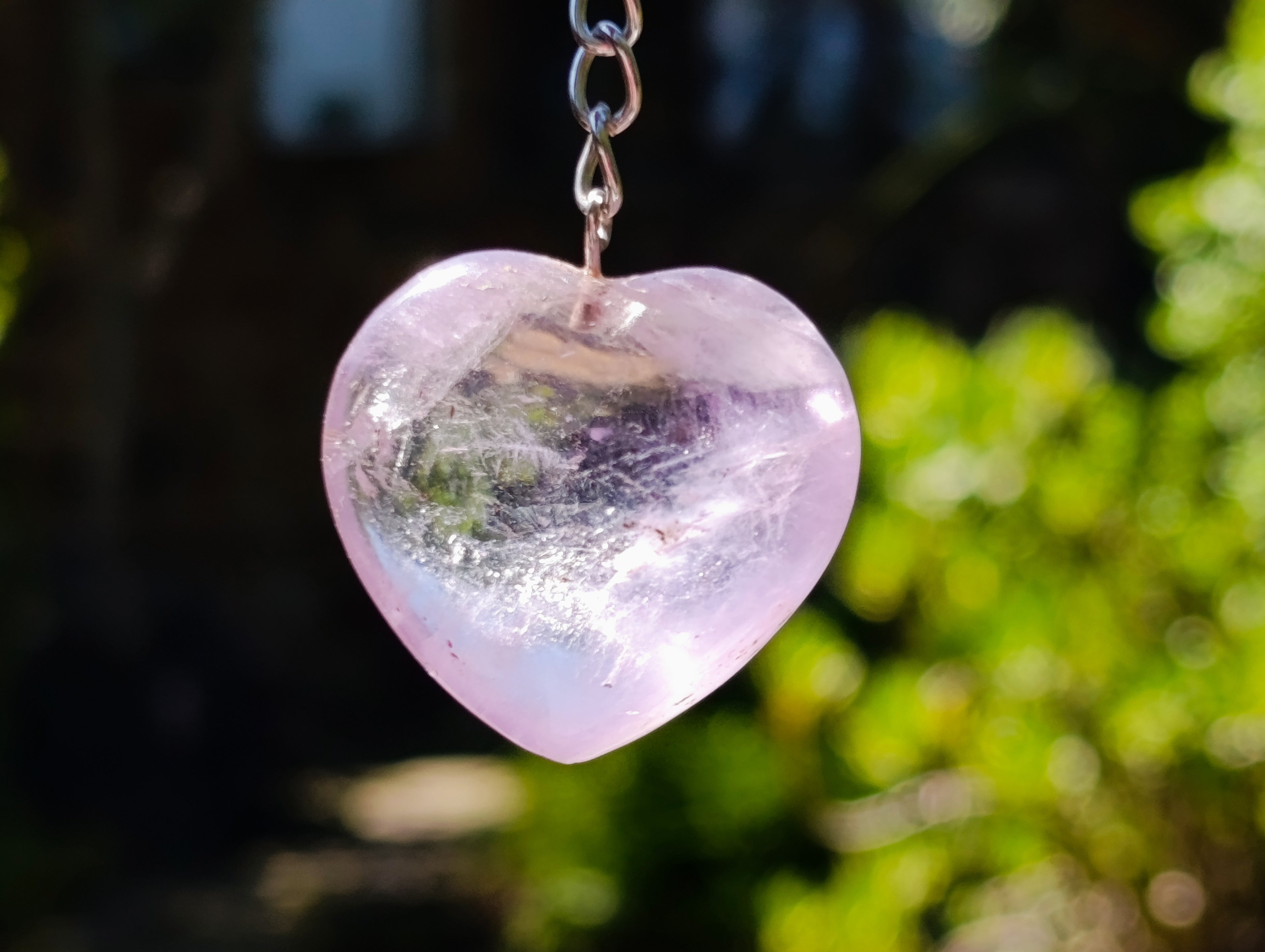 Hand Made Gemmy Amethyst Heart Keyring - Sold Per Piece - From Madagascar