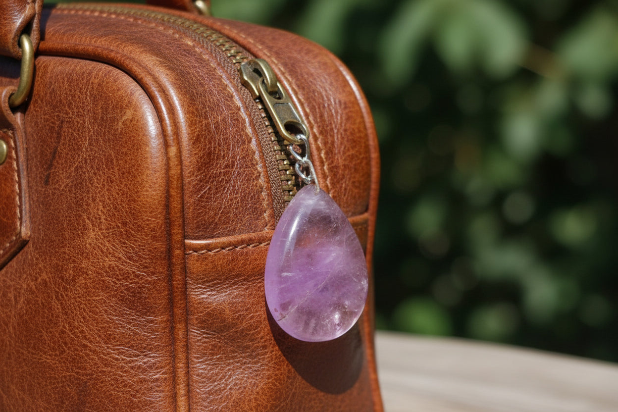 Hand Made Gemmy Amethyst Teardrop Keyring - Sold Per Piece - From Madagascar
