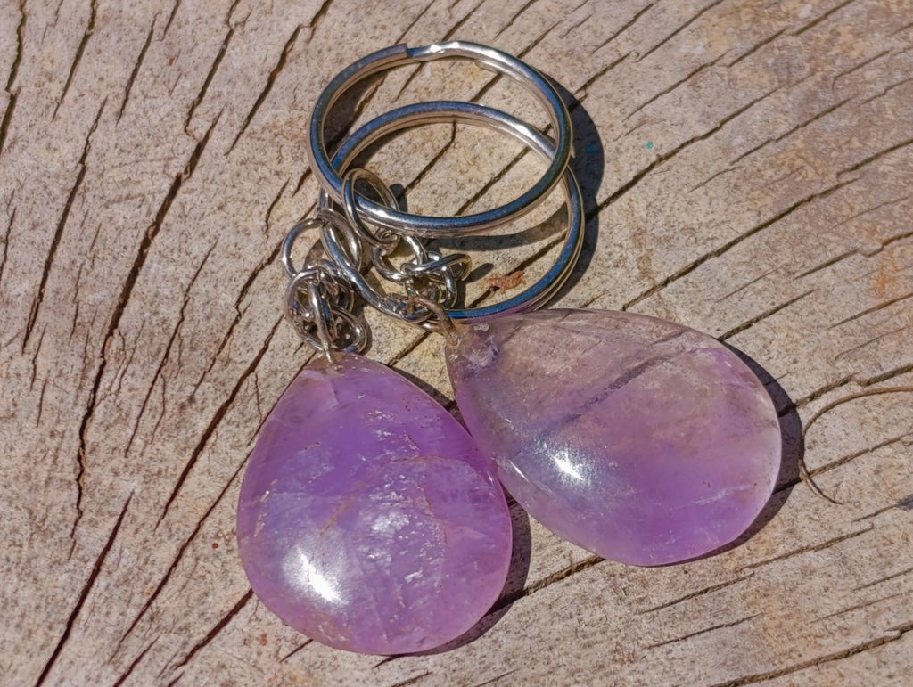 Hand Made Gemmy Amethyst Teardrop Keyring - Sold Per Piece - From Madagascar