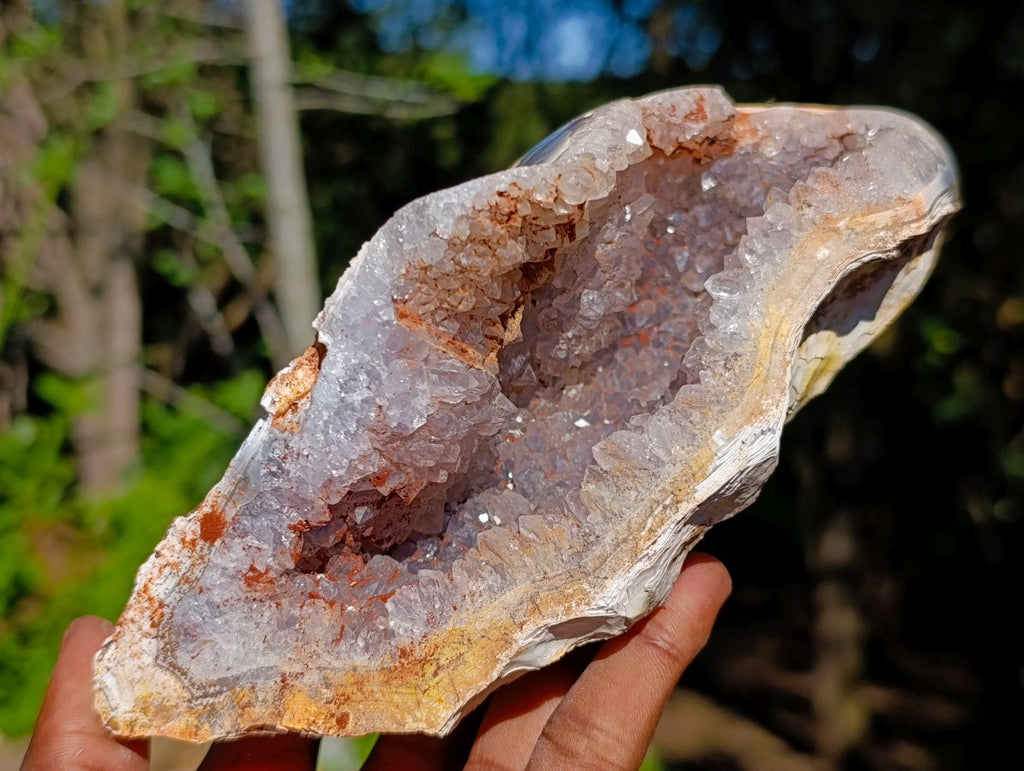 Polished Banded Agate Amethyst Crystal Centred Geode x 1 From Maintirano, Madagascar
