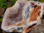 Polished Banded Agate Amethyst Crystal Centred Geode x 1 From Maintirano, Madagascar