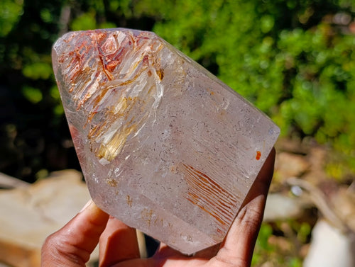 Polished Striated "Waterspear" Window Quartz Crystal x 1 From Akansobe, Madagascar