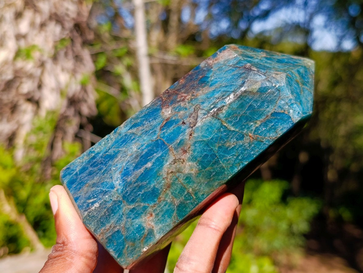 Polished Blue Apatite Display Crystal x 1 From Betroka, Madagascar