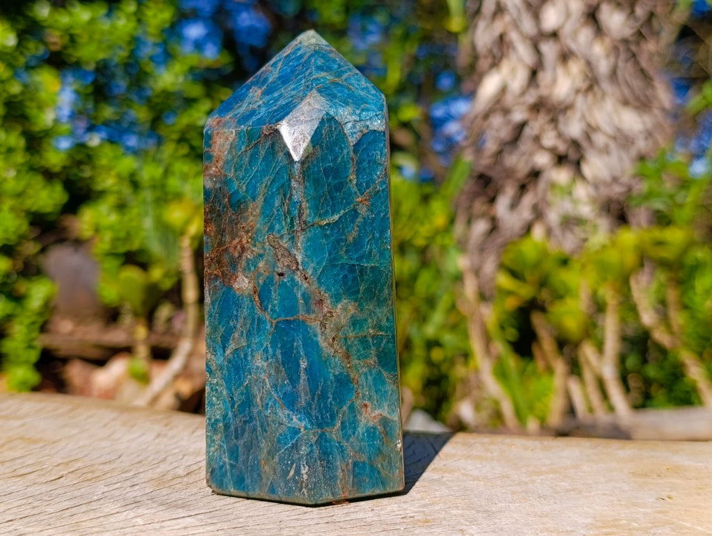 Polished Blue Apatite Display Crystal x 1 From Betroka, Madagascar